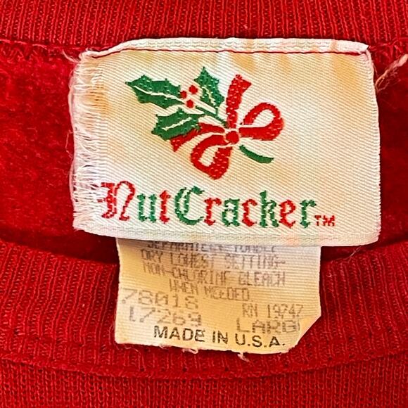 VINTAGE 80s Nutcracker Teddy Bear Holiday Party Ugly Christmas Sweatshirt Large - Picture 5 of 5